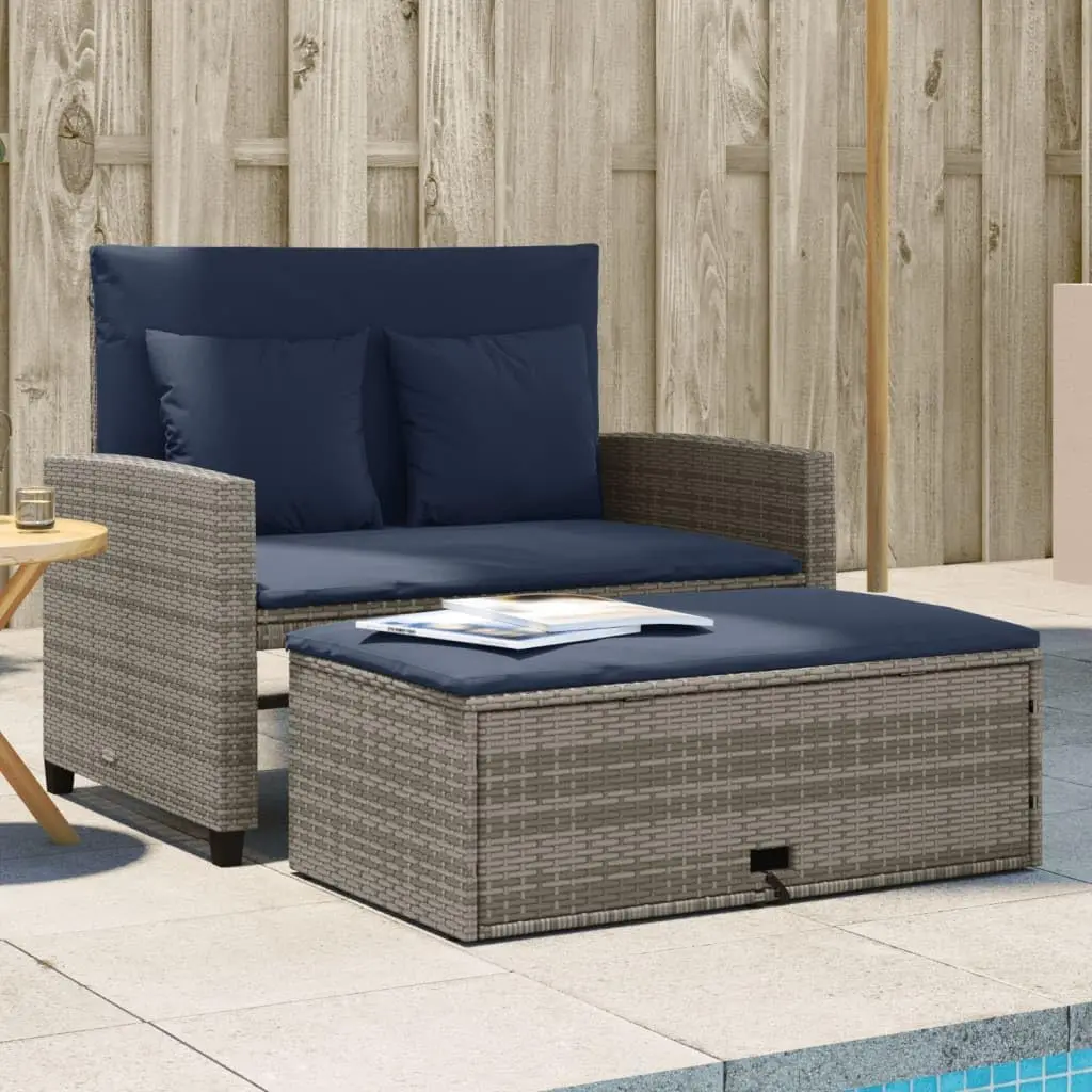 Outdoor Furniture Grey - Canapé de jardin convertible en rotin