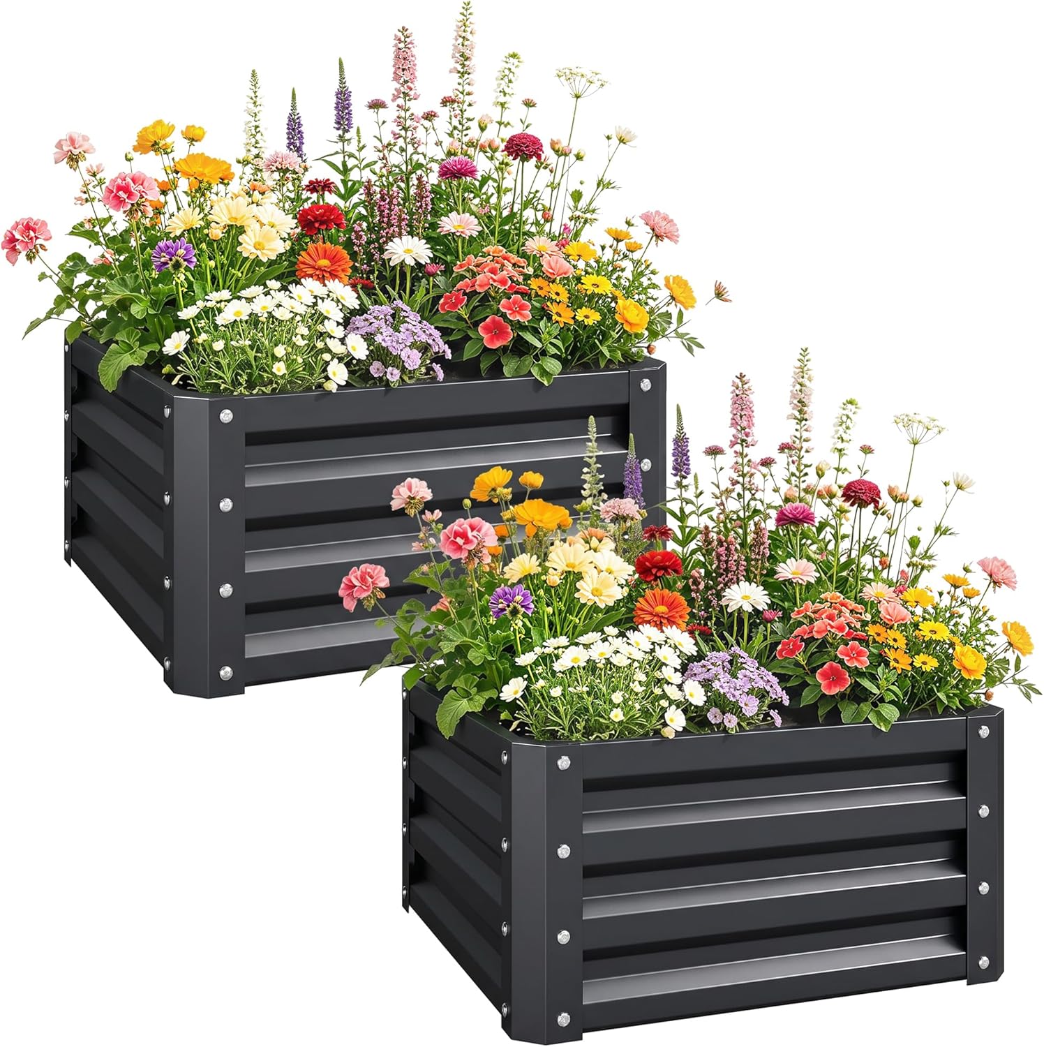 Planter Raised Metal - Jardinière surélevée galvanisée en 2 parties,