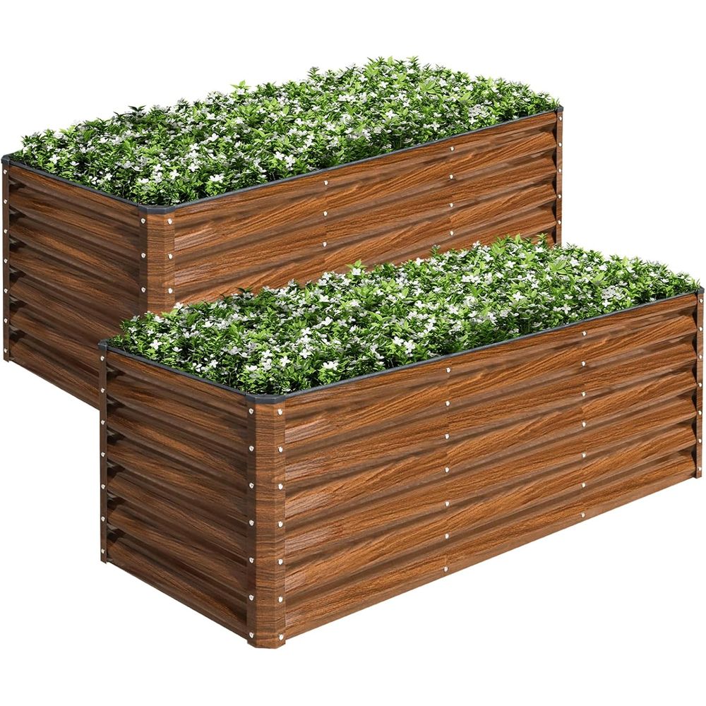 Planter Raised Metal - Kit de 2 jardinières surélevées galvanisées
