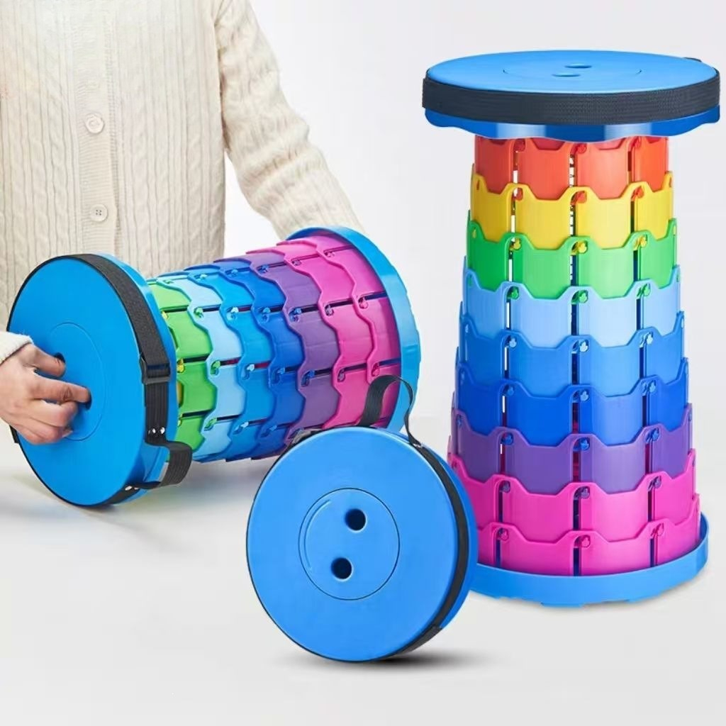 Outdoor Furniture Designer - Tabouret de camping télescopique arc-en-ciel, portable,