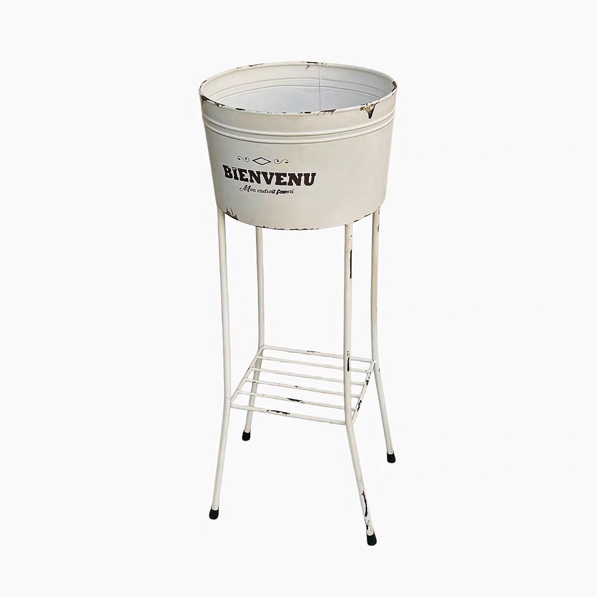 Planter Raised Metal - Support de pot de fleurs vintage