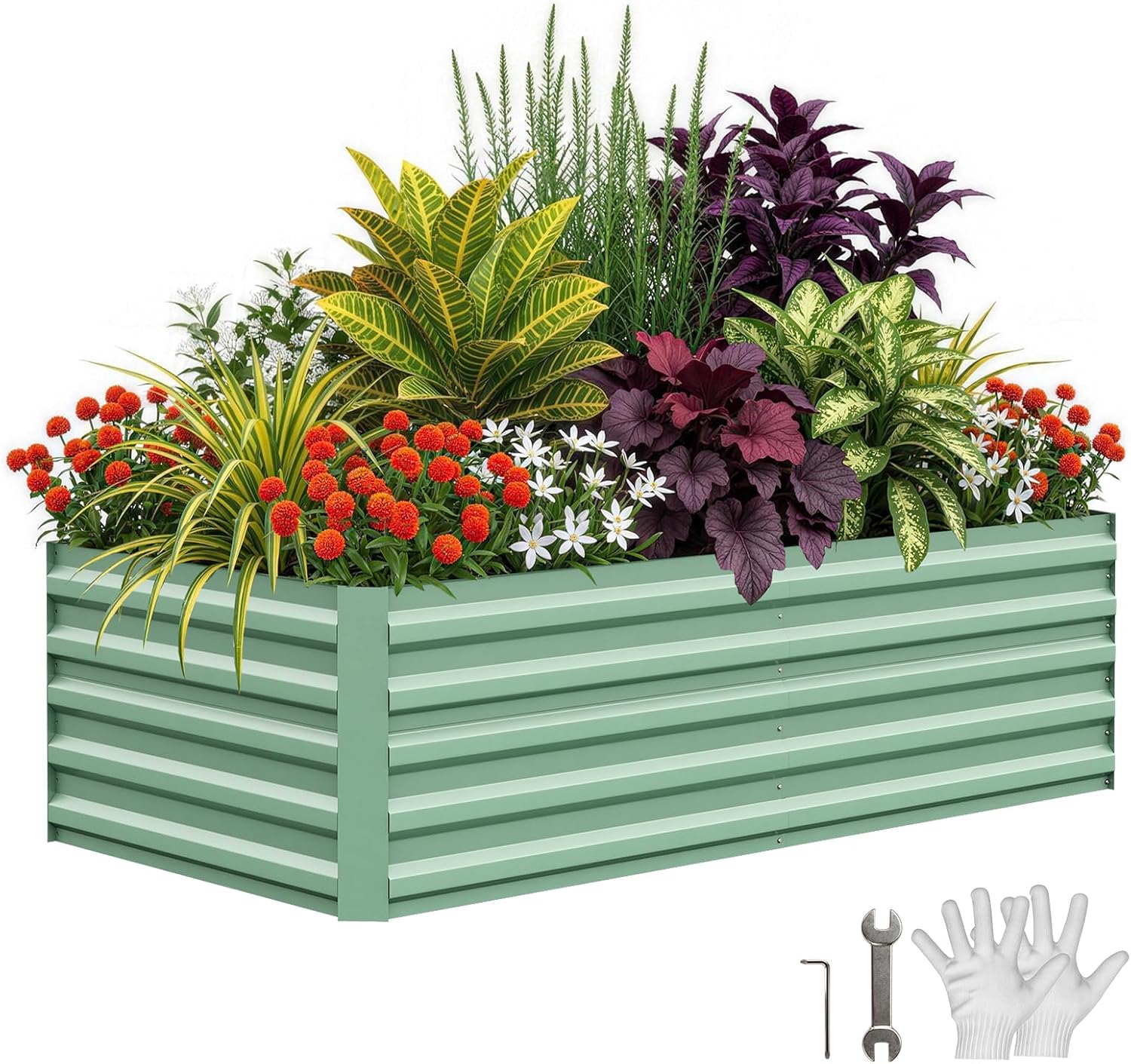 Planter Raised Metal - Tacleekii Jardinière surélevée galvanisée 8x4x2 pieds