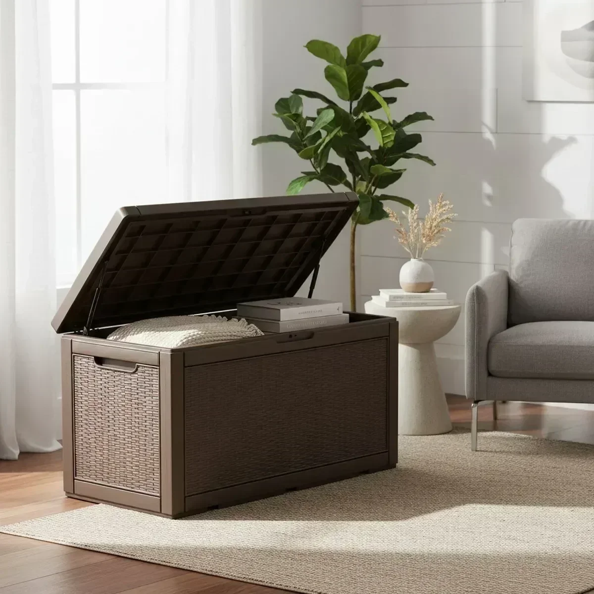 Outdoor Furniture Grey - Grand banc de rangement extérieur imperméable