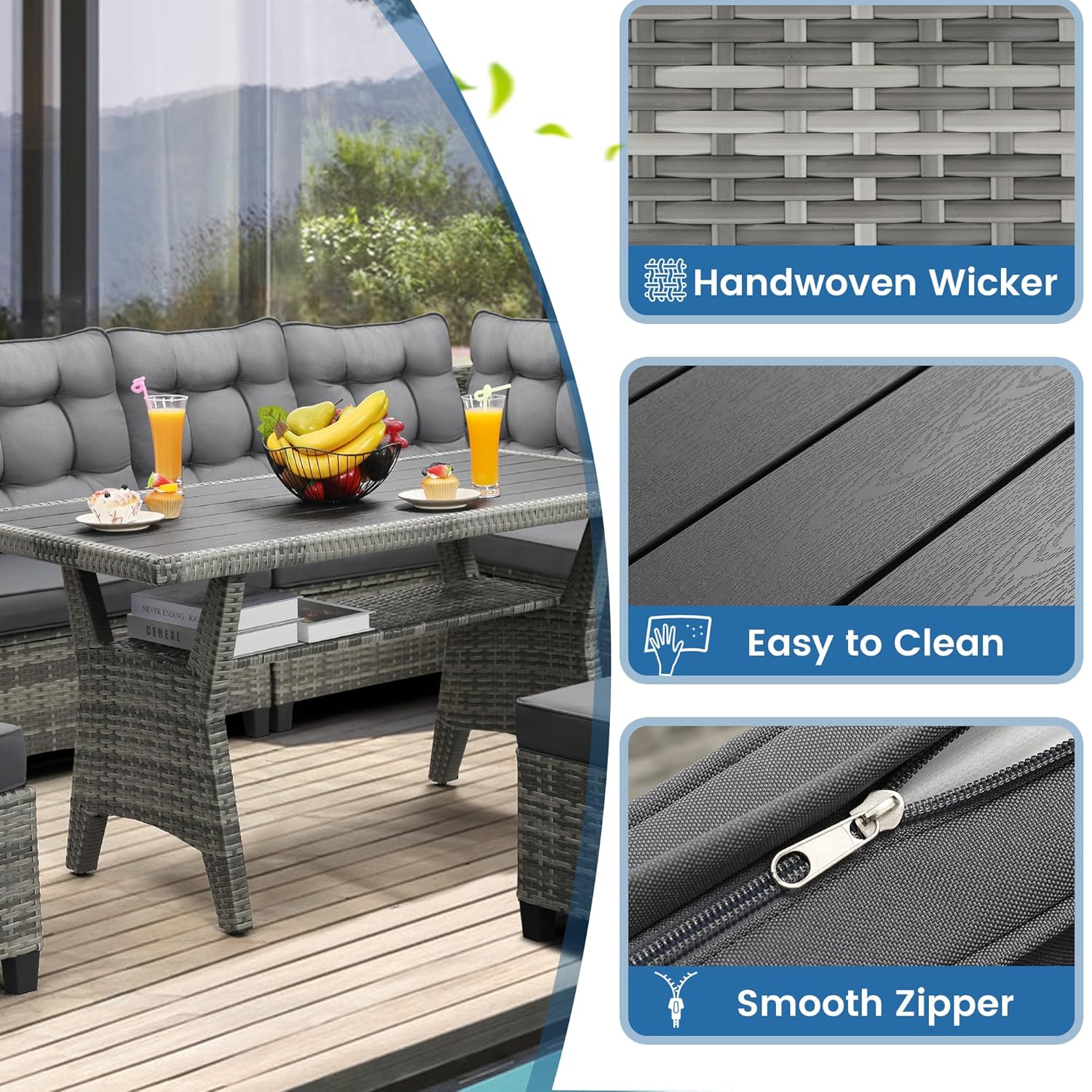 Ensemble de meubles de patio 6 - Outdoor Furniture Grey avis et prix