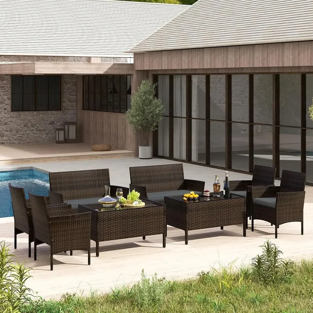Ensemble de meubles de patio e - Outdoor Furniture Grey avis et prix