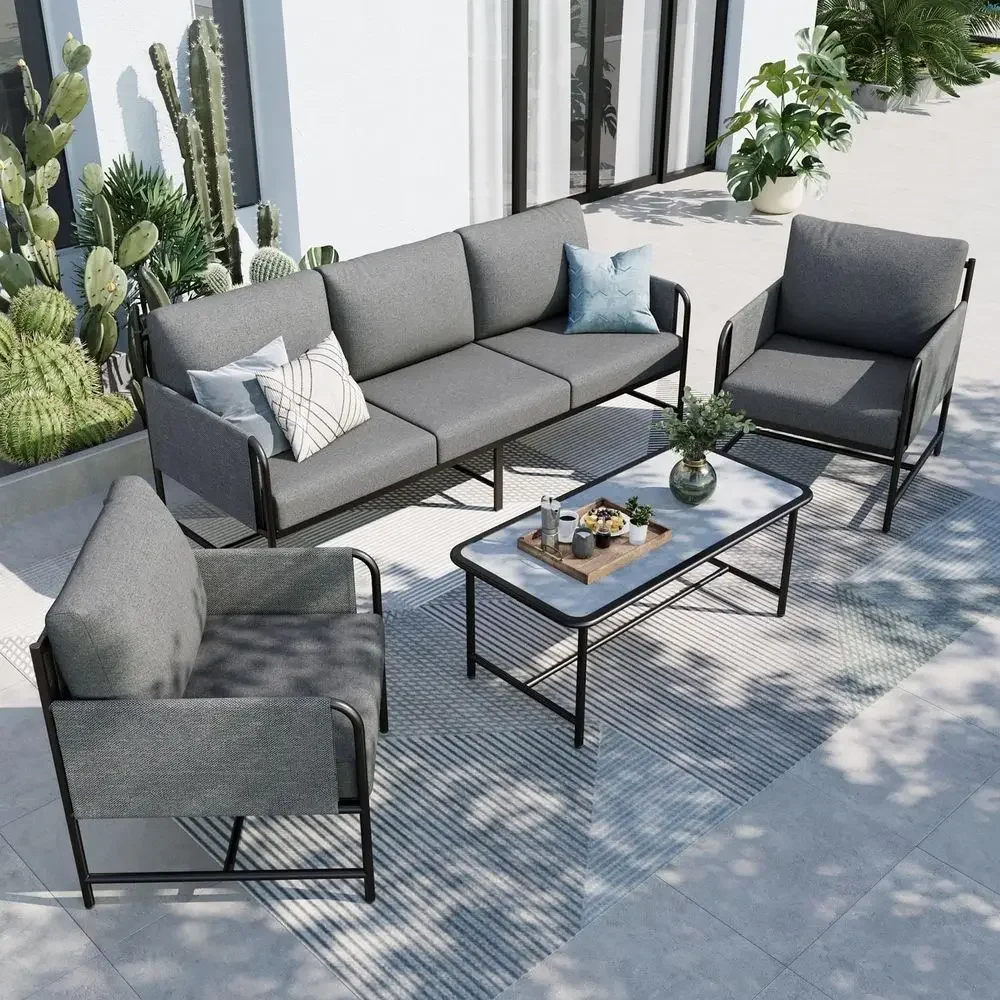 Ensemble de meubles de patio e - Outdoor Furniture Grey avis et prix
