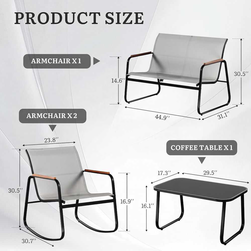 Ensemble de meubles de patio e - Outdoor Furniture Grey avis et prix