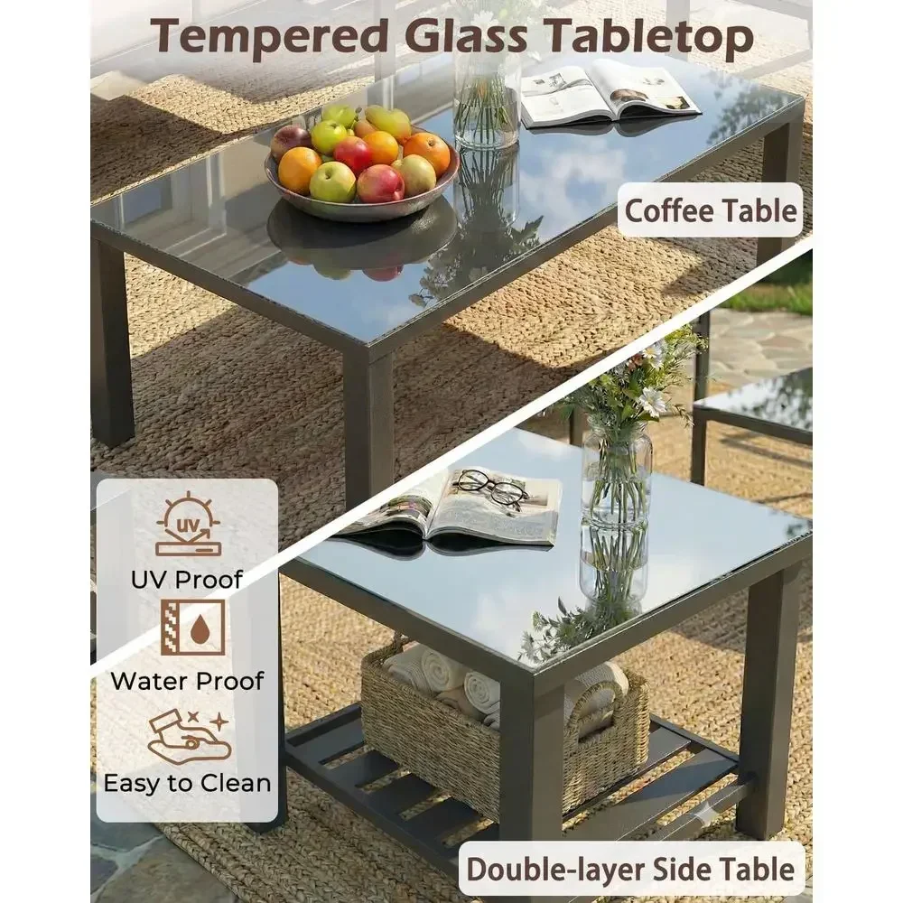 Ensemble de meubles de patio e - Outdoor Furniture Grey avis et prix