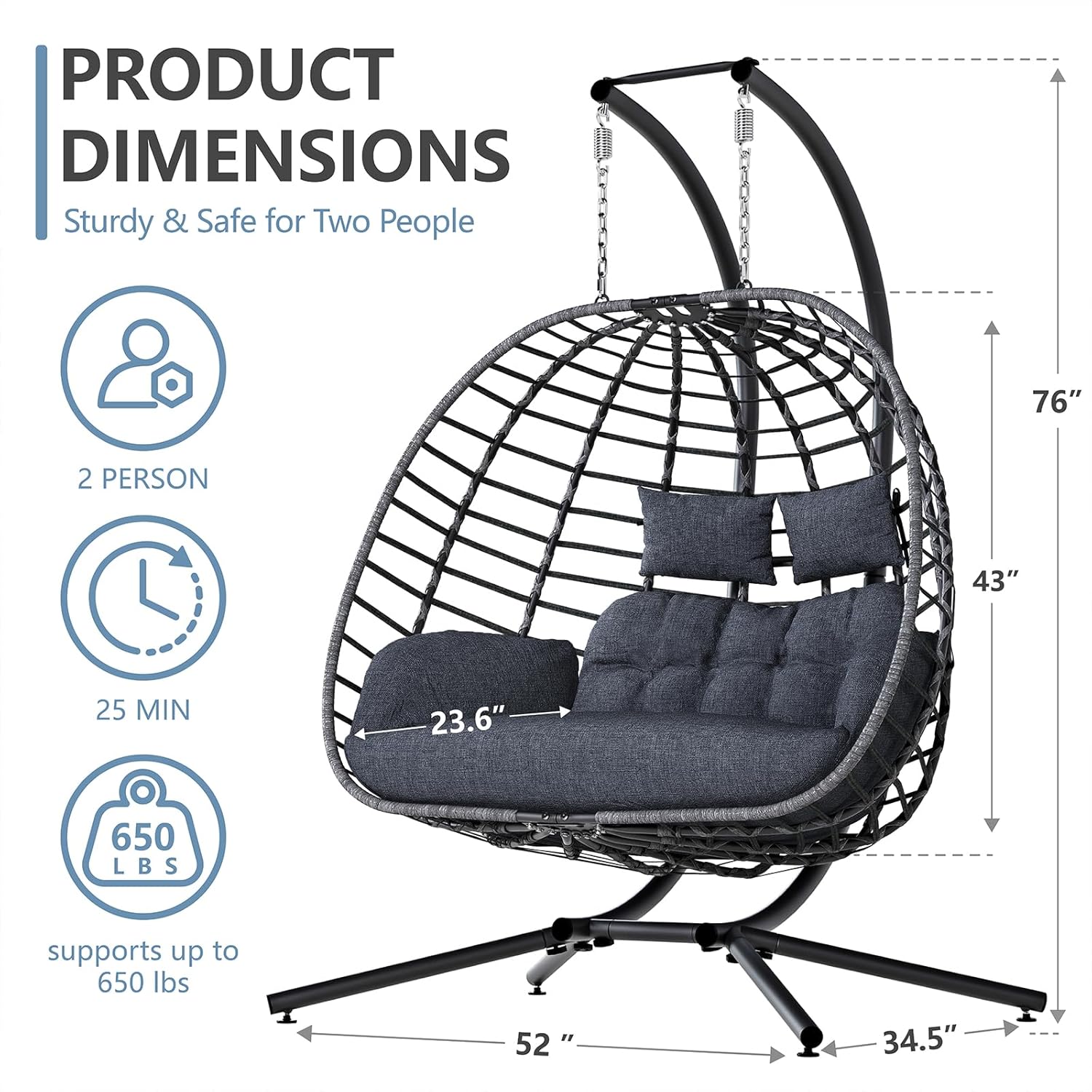 Fauteuil suspendu pour 2 perso - Outdoor Furniture Grey avis et prix
